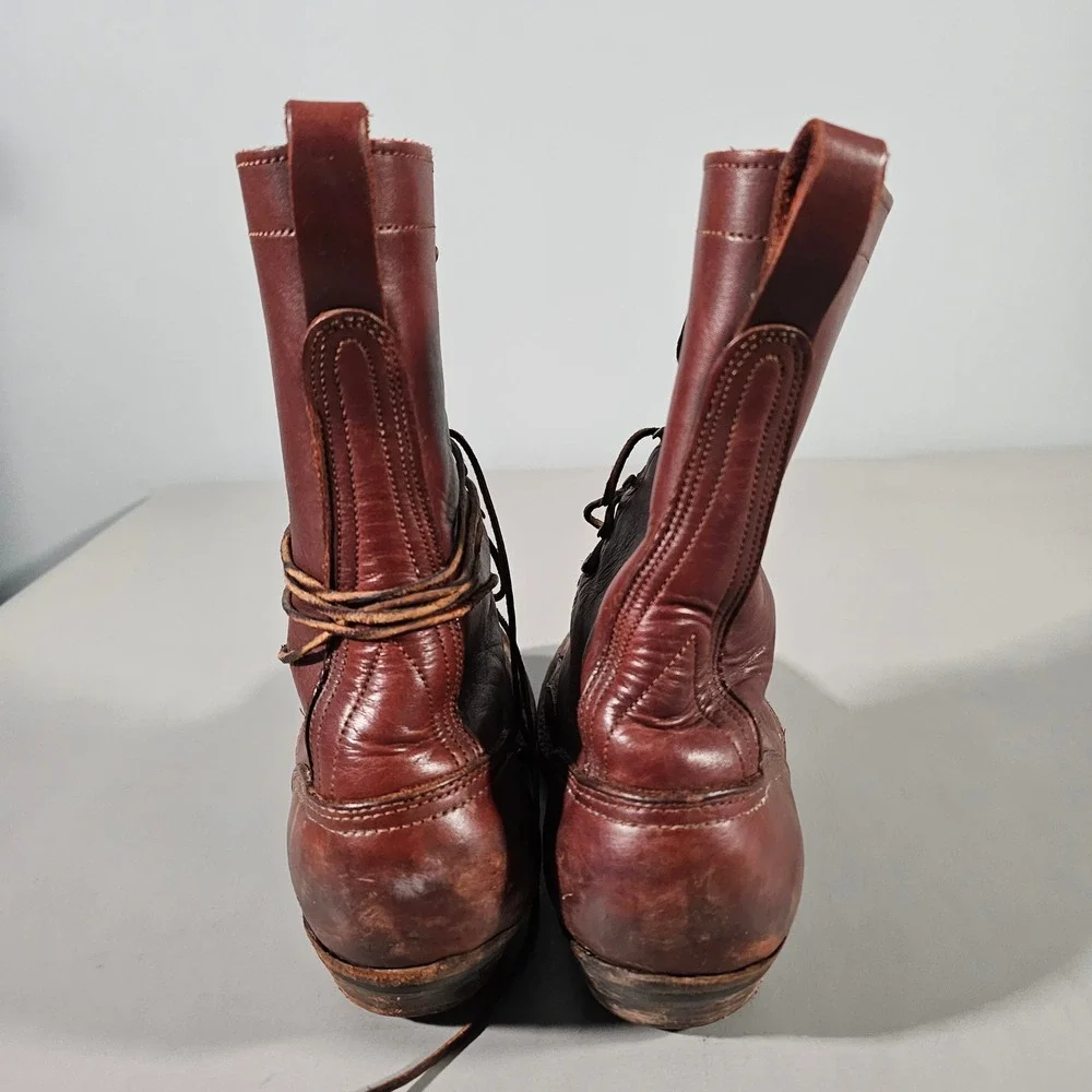Nicks Handmade Boots Logger Men 11.5 D Brown Leather Vibram Kiltie Spokane